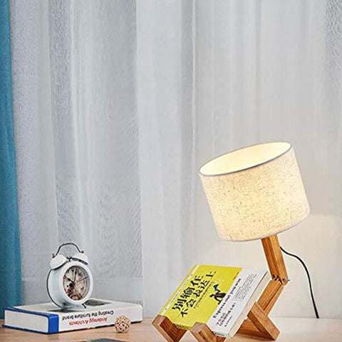 Kreative Massivholz LED Tischlampe Roboter Nachttischlampen für Schlafzimmer Arbeitszimmer Schlafzimmer im europäischen Stil