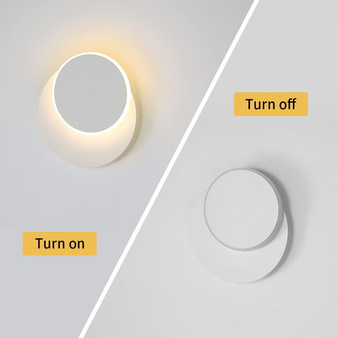 Innenwandleuchte 12W Weiß, Moderne LED Wandleuchte, Creative Eclipse 2 in 1, 360° Drehbar 3000K Warmweiß, Beleuchtung Licht für Wohnzimmer Flur Treppe Schlafzimmer 