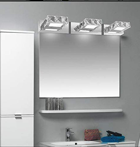 3W 5500k LED Kristall Spiegel Scheinwerfer Wandleuchte Edelstahl Acryllampe IP44 Wasserfest und Beschlagfrei (Silber), 16x5cm