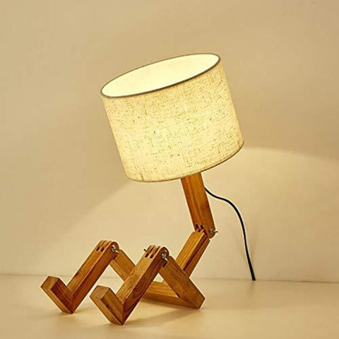 Kreative Massivholz LED Tischlampe Roboter Nachttischlampen für Schlafzimmer Arbeitszimmer Schlafzimmer im europäischen Stil