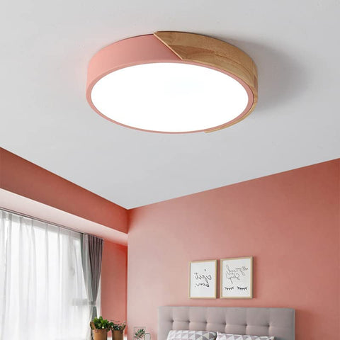 LED Deckenleuchte, 24W Moderne Holz Deckenleuchte Rund Kaltweiß 6000K Ø30*5CM Schlafzimmer Küche Wohnzimmer Balkon und Flur