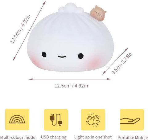 Nachtlicht für Kinder, 7 Farben, LED-Licht, wiederaufladbar, LED-Nachtlicht für Kinder mit USB, Soft-Touch-Silikon-Nachtlicht, tragbares süßes Nachtlicht für Babys, Jungen und Mädchen als Geschenk