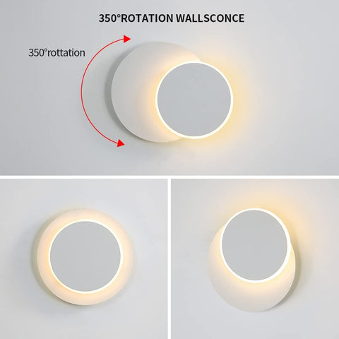 Innenwandleuchte 12W Weiß, Moderne LED Wandleuchte, Creative Eclipse 2 in 1, 360° Drehbar 3000K Warmweiß, Beleuchtung Licht für Wohnzimmer Flur Treppe Schlafzimmer 