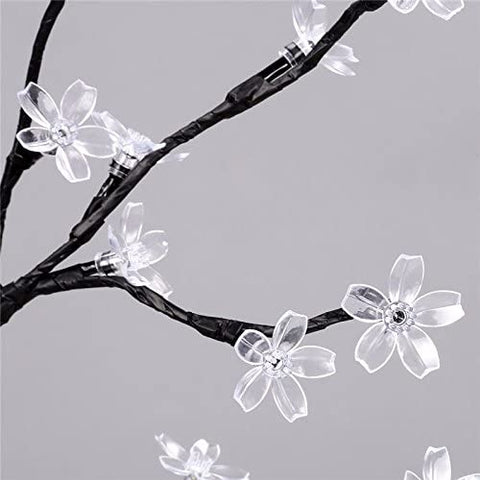 LED-Kirschbaumlampe, 0,45 m, 48 LEDs, LED-Lichtbaum, schwarze Zweige, für Heimdekoration (weiß)