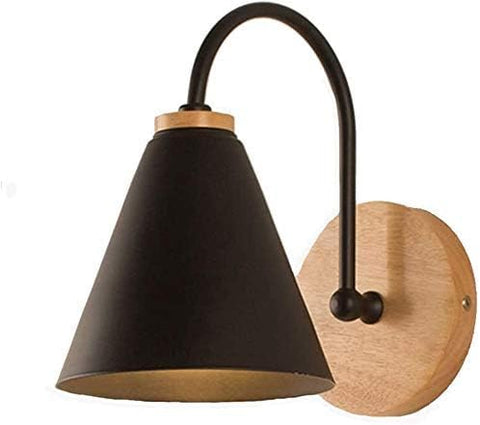 Nachttisch-Wandleuchte aus skandinavischem Holz. Wandleuchte mit E27-Sockel. Für Schlafzimmer, Wohnzimmer, Flur, Eingangsbereich. Schwarz. Glühbirne nicht im Lieferumfang enthalten
