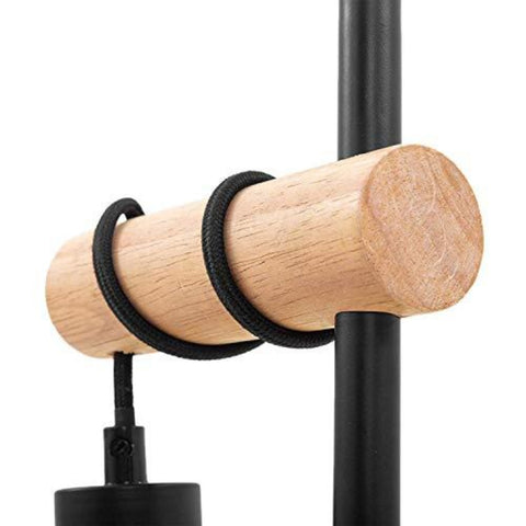 Tischlampe, Retro-Design-Leselampe, Holz und Metall, Büro- und Schlafzimmerbeleuchtung, Nachttischlampe, für E27-LED-Glühbirne, max. 10 W (schwarz)