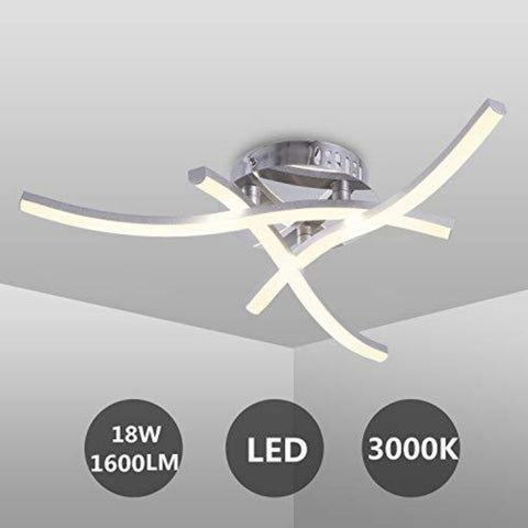 LED-Deckenleuchte in modernem Design, wellenförmige Deckenleuchte, 3000 K warmweiß, integrierte LEDs 18 W, 1.600 lm, moderner Kronleuchter für Wohnzimmer, Schlafzimmer, Esszimmer