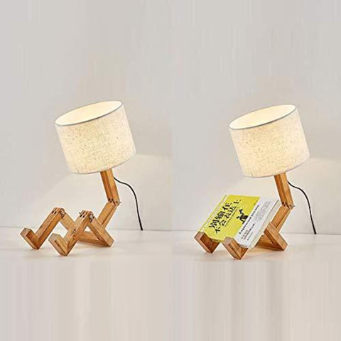 Kreative Massivholz LED Tischlampe Roboter Nachttischlampen für Schlafzimmer Arbeitszimmer Schlafzimmer im europäischen Stil