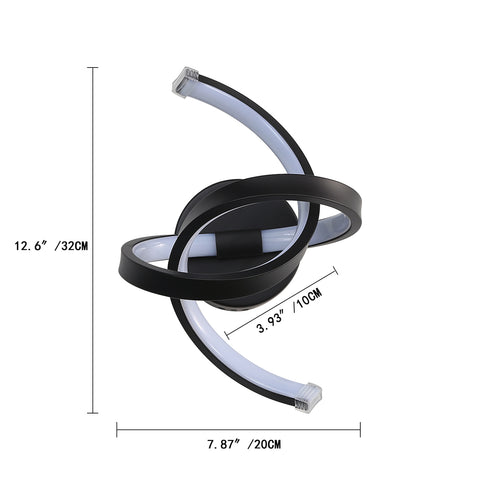 Wandleuchte für den Innenbereich, 19 W, gebogenes Design, LED-Wandleuchten, moderne Acryl-Wandleuchte für Schlafzimmer, Wohnzimmer, Hotel, Treppenhaus, Gang, schwarze Farbe, kaltweißes Licht