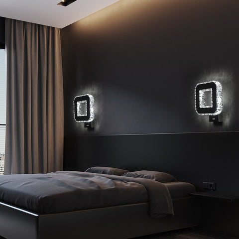 Innen-Kristallwandleuchte 12W 1080lm Moderne LED-Kristallwandleuchte Dekoration Wandleuchte für Schlafzimmer Esszimmer Foyer Kaltweiß 6000K