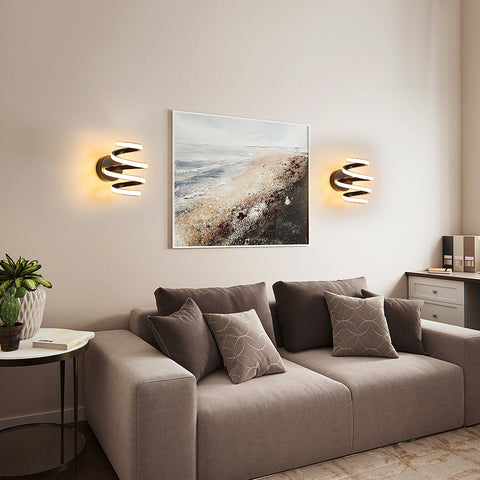 LED-Wandleuchte, 21 W, schwarze Spirale, einfache moderne Kreativität, Aluminium-Metall-Wandleuchte, 3000 K, Innenwandleuchte, geeignet für Schlafzimmer, Flur, Wohnzimmer, Bar 