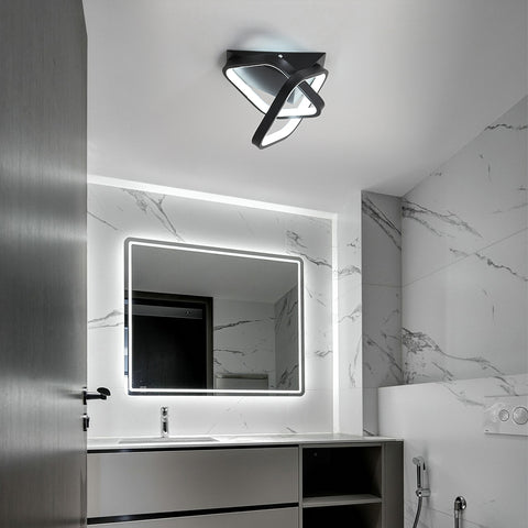Moderne LED-Deckenleuchte 24 W, 2 schräge, quadratische Deckenleuchten aus Aluminium, Deckenleuchte aus schwarzem Metall, für Flur, Eingangsbereich, Balkon, kaltweißes Licht/6500 K 