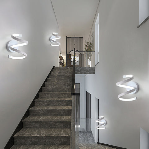 Spiralförmige LED-Wandleuchte, moderne 18 W Kaltweiß 6500 K Wandlampe für Schlafzimmer, Büro, Flur