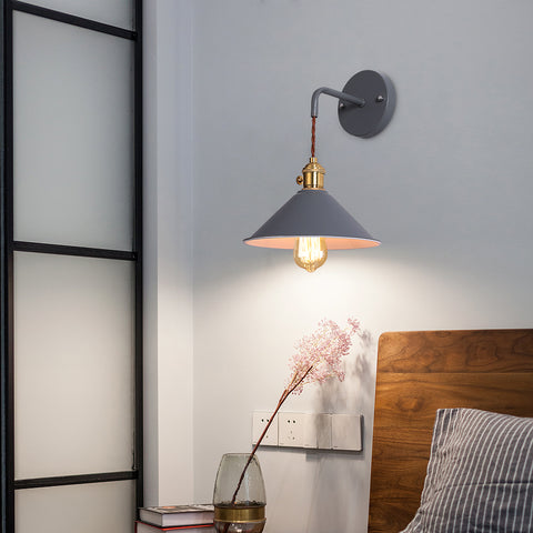 Plug-in-dimmbare Wandleuchte für Schlafzimmer im nordischen Stil, Macaron-Kerze, einfache europäische kreative Treppe, Gang mit Schalter, Wandleuchte, Grau (Leuchtmittel nicht im Lieferumfang enthalten)