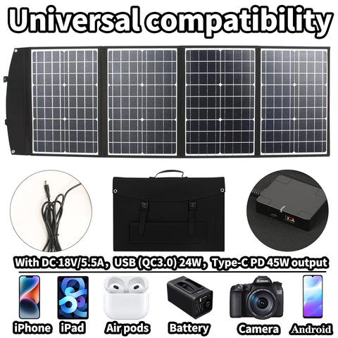 120 W tragbare, faltbare Solarmodule für Camping, Wandern, Tasche, Ladegerät