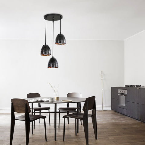 3-flammige Retro-Pendelleuchten, industrieller hohlgeschnitzter Kronleuchter, E27-Vintage-Metall-Deckenleuchte, Beleuchtung für Wohnzimmer, Küche, Flur, Restaurant, Loft, Café, Bar