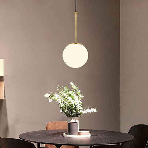 LED-Schlafzimmer-Nachttisch-Kronleuchter, nordische Einzelkopf-Persönlichkeits-Glaskugel-Deckenlampe, postmoderne, einfache kreative Pendelleuchte, Heim-Esszimmer-Dekoration, Innenbeleuchtung (Glühbirne nicht im Lieferumfang enthalten).