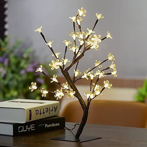 45 cm großer LED-Lichterbaum mit 48 Kirschblüten, LED-Lichter, für Weihnachten, Innenbereich, Dekoration, Schreibtisch, Nachttisch, warmweiß
