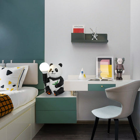 Harz-Panda-Design-Tischlampen, modernes kreatives Nachtlicht mit Plug-in-Kabel, Tier-LED-Schreibtischlampe, Wohnkultur-Nachttischlampe