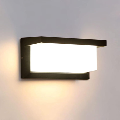 Wasserdichte Außenwandleuchte, IP65, LED-Wandleuchte, Warmweiß 3000 K, für Eingangsbereich, Korridor, Hof, Garten, Terrasse, Balkon, Garage, Schwarz 