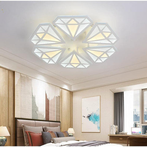 Moderne LED-Deckenleuchte, 60 W, Diamant-Wohnzimmer-Deckenleuchte, Deckenleuchter für Schlafzimmer, Wohnzimmer, Esszimmer (warmweißes Licht, 6 Köpfe)