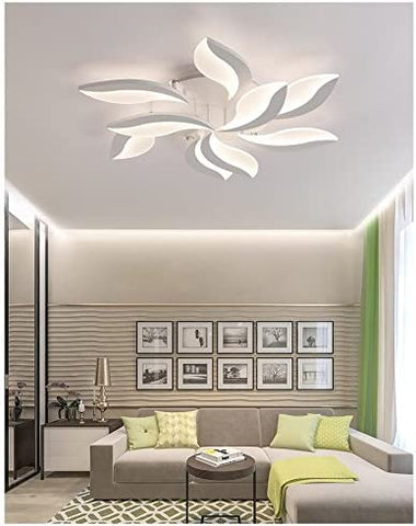 Dimmbare LED-Deckenleuchte mit Fernbedienung, 68 W, kreative Deckenlampe in Blütenblattform, moderne Acryl-Deckenbeleuchtung für Wohnzimmer, Büro, Schlafzimmer