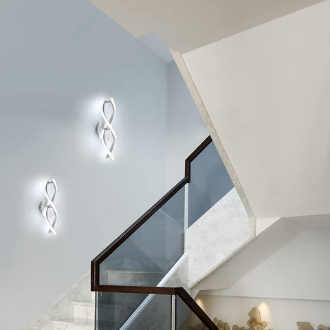 Innenwandleuchte, moderne LED-Wandleuchte 16 W 1800 lm, Kaltweiß 6500 K, geschwungene Design-Wandleuchten für Schlafzimmer, Treppenhaus, Wohnzimmer