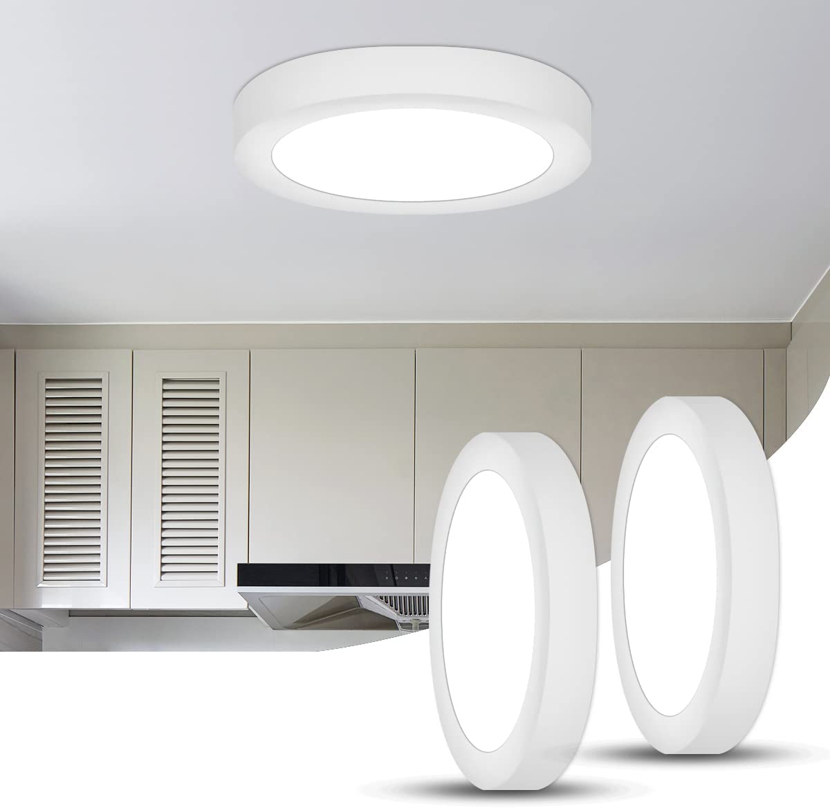 2-teilige LED-Deckenleuchte, 12 W, 6000 K, Kaltweiß, moderne runde Deckenleuchte, flache LED-Deckenleuchte für Schlafzimmer, Wohnzimmer, Esszimmer