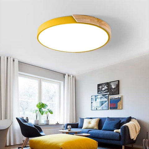 LED Deckenleuchte, 24W Moderne Holz Deckenleuchte Rund Kaltweiß 6000K Ø30*5CM Schlafzimmer Küche Wohnzimmer Balkon und Flur