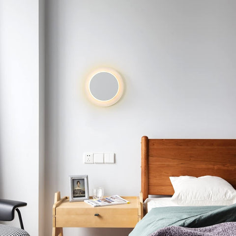 Innenwandleuchte 12W Weiß, Moderne LED Wandleuchte, Creative Eclipse 2 in 1, 360° Drehbar 3000K Warmweiß, Beleuchtung Licht für Wohnzimmer Flur Treppe Schlafzimmer 