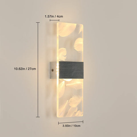 2 Stück Innenwandleuchte 12 W, 3000 K warmweißes Licht, Innen-LED-Wandleuchte, Acrylfeder, moderne LED-Wandbeleuchtung für Schlafzimmer, Wohnzimmer, Flur, Treppenhaus (Silber)