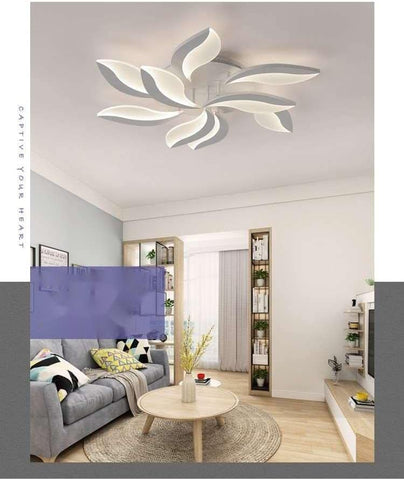 Dimmbare LED-Deckenleuchte mit Fernbedienung, 68 W, kreative Deckenlampe in Blütenblattform, moderne Acryl-Deckenbeleuchtung für Wohnzimmer, Büro, Schlafzimmer