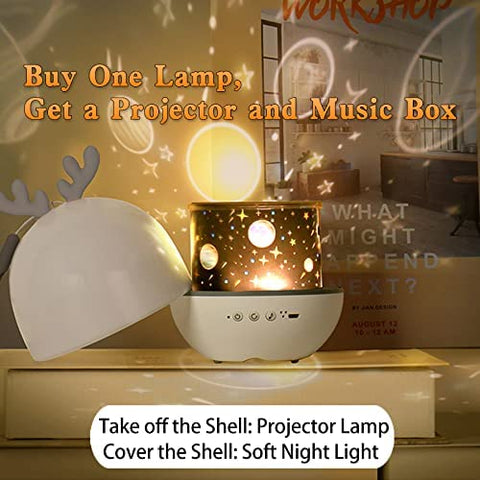Baby-Projektor-Nachtlicht, LED-Kindernachtlicht, Musik- und Lichtlampe, 360 ° Drehung mit 8 Musik-, 6 Filmthemen, USB-Fernbedienung, Sternprojektorlampe, Nachttischlampen, Stimmungslampen