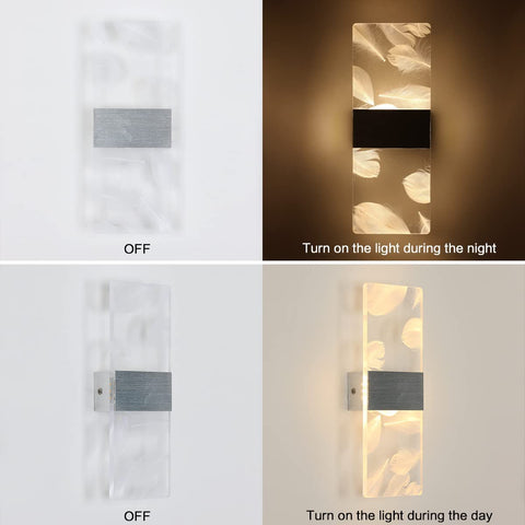 2 Stück Innenwandleuchte 12 W, 3000 K warmweißes Licht, Innen-LED-Wandleuchte, Acrylfeder, moderne LED-Wandbeleuchtung für Schlafzimmer, Wohnzimmer, Flur, Treppenhaus (Silber)