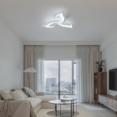 LED-Deckenleuchte, 36 W, 3060 lm, moderne Deckenleuchte, 3-Licht-LED-Deckenleuchte aus Acryl für Wohnzimmer, Schlafzimmer, Küche, Durchmesser 58 cm (weiß), kaltweißes Licht 6500 K 