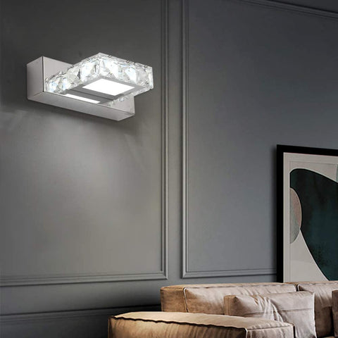 3W 5500k LED Kristall Spiegel Scheinwerfer Wandleuchte Edelstahl Acryllampe IP44 Wasserfest und Beschlagfrei (Silber), 16x5cm