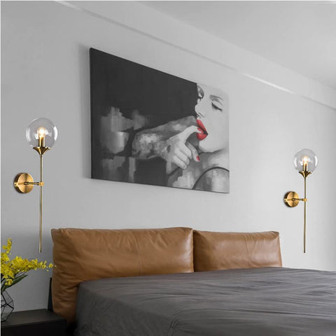 Nordic Moderne Glas Wandleuchte E14 Gold LED Hintergrund Wandleuchte für Küche Badezimmer Innenleuchte Wohnkultur (Transparent)