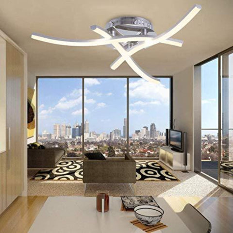 LED-Deckenleuchte in modernem Design, wellenförmige Deckenleuchte, 3000 K warmweiß, integrierte LEDs 18 W, 1.600 lm, moderner Kronleuchter für Wohnzimmer, Schlafzimmer, Esszimmer