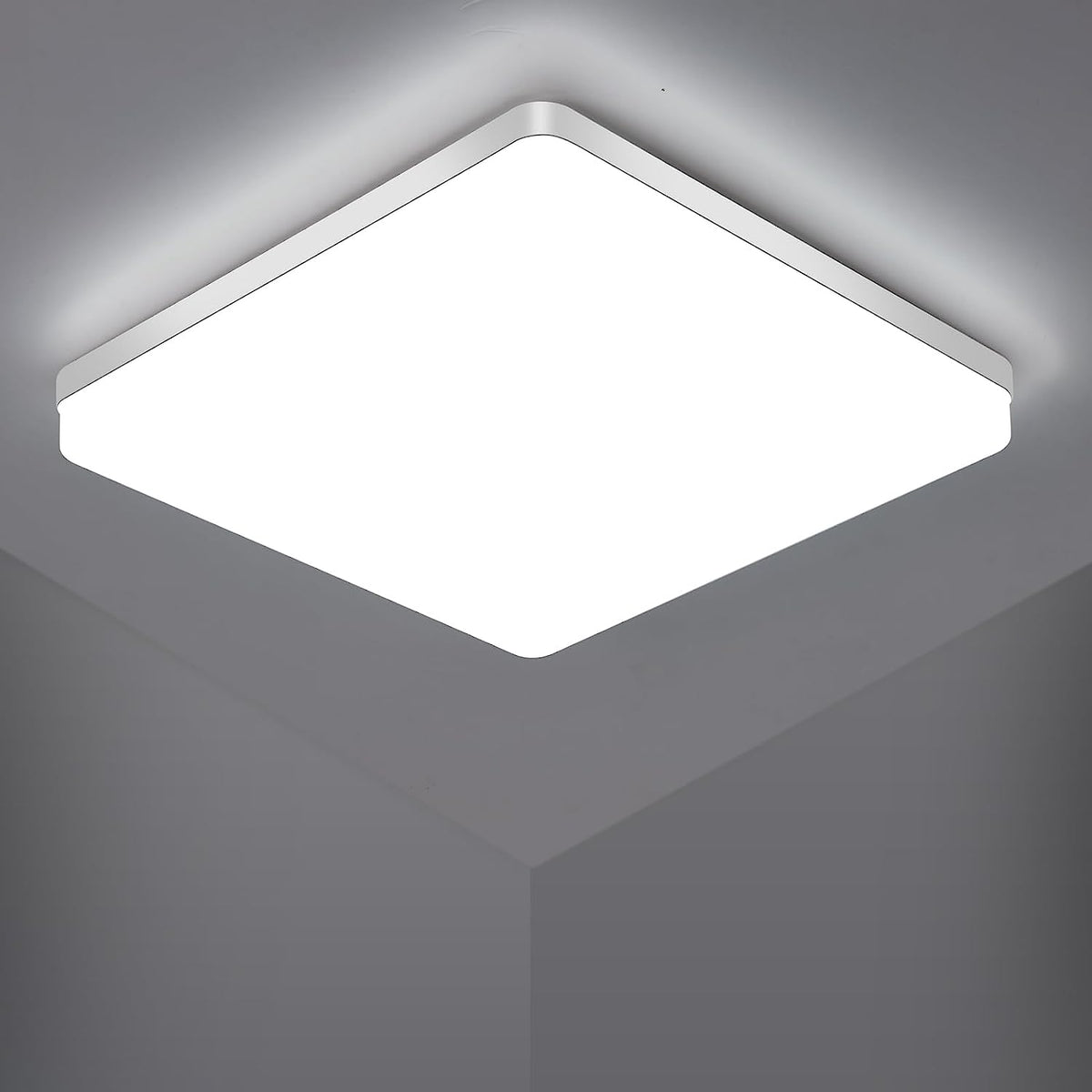 Quadratische LED-Deckenleuchte, LED-Deckenleuchte, IP44-LED-Deckenleuchte, Deckenleuchte, anwendbar für Badezimmer, Wohnzimmer, Küche, Schlafzimmer, Flur, Balkon, 48 W, 6500 K (30 x 30 cm) 