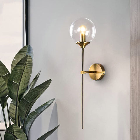 Nordic Moderne Glas Wandleuchte E14 Gold LED Hintergrund Wandleuchte für Küche Badezimmer Innenleuchte Wohnkultur (Transparent)