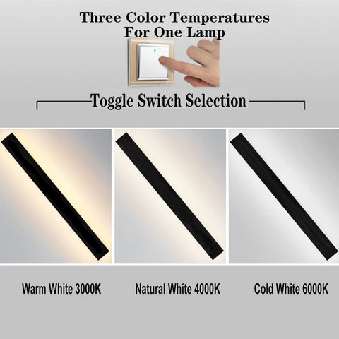 LED-Außenwandleuchte, wasserdichte minimalistische schwarze Wandleuchte, 3000 K warmes Licht, 12 W, IP65-Schutz, Acryl- und Eisenmaterial, für Innen- und Außenbeleuchtung