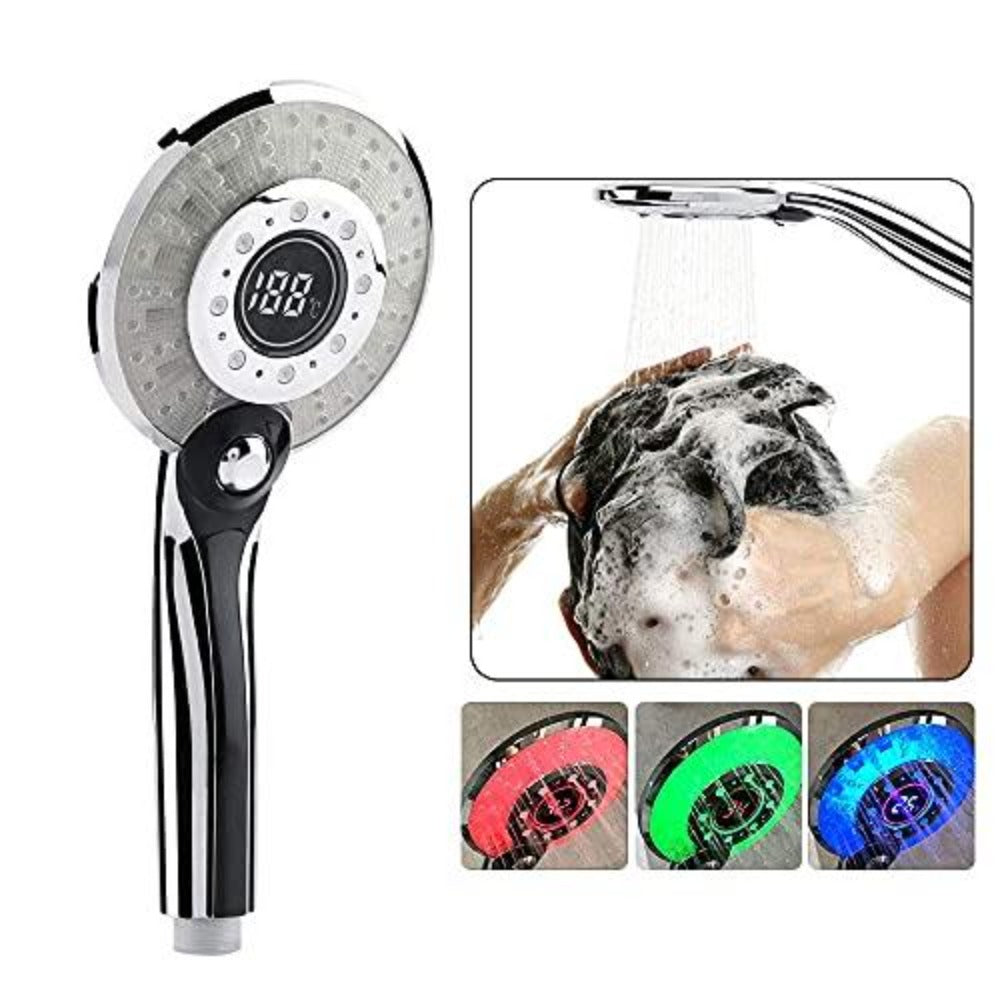 LED-Duschkopf, 3 Farben LED-Duschkopf Temperaturregelung Handbrause mit digitaler Temperaturanzeige Wassersparende 3-Modus-Dusche