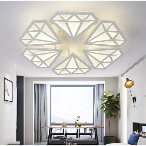 Moderne LED-Deckenleuchte, 60 W, Diamant-Wohnzimmer-Deckenleuchte, Deckenleuchter für Schlafzimmer, Wohnzimmer, Esszimmer (warmweißes Licht, 6 Köpfe)
