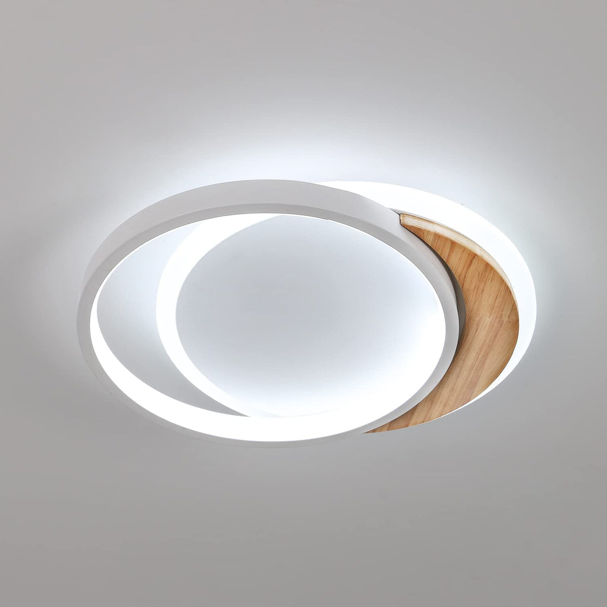 Moderne LED-Deckenleuchte, 28W Moderne Deckenleuchte, Ø30CM * 5CM Runde LED-Deckenleuchte aus Holz für Schlafzimmer, Küche, Flur, Eingang, kaltweißes Licht, 6000K