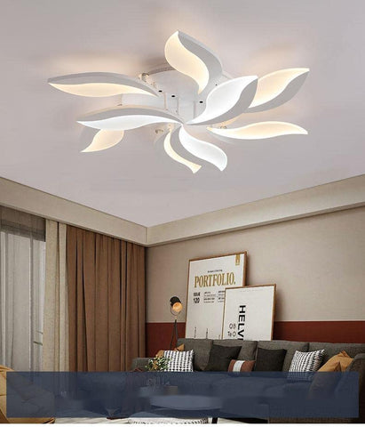Dimmbare LED-Deckenleuchte mit Fernbedienung, 68 W, kreative Deckenlampe in Blütenblattform, moderne Acryl-Deckenbeleuchtung für Wohnzimmer, Büro, Schlafzimmer