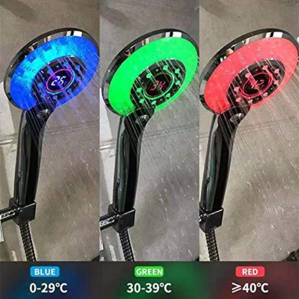 LED-Duschkopf, 3 Farben LED-Duschkopf Temperaturregelung Handbrause mit digitaler Temperaturanzeige Wassersparende 3-Modus-Dusche