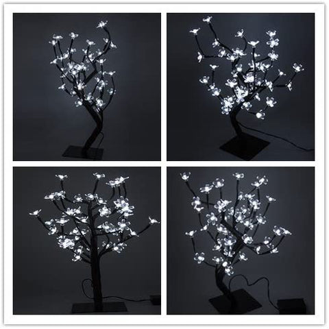 LED-Kirschbaumlampe, 0,45 m, 48 LEDs, LED-Lichtbaum, schwarze Zweige, für Heimdekoration (weiß)