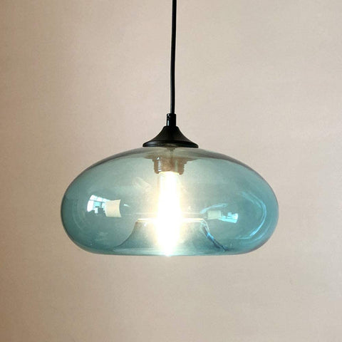 Moderne bunte Glas-Hängelampe für Wohnzimmer, Bar, Küche, Restaurant, Café, Esszimmer, nordische Beleuchtungskörper für Zuhause (blaue Farbe)