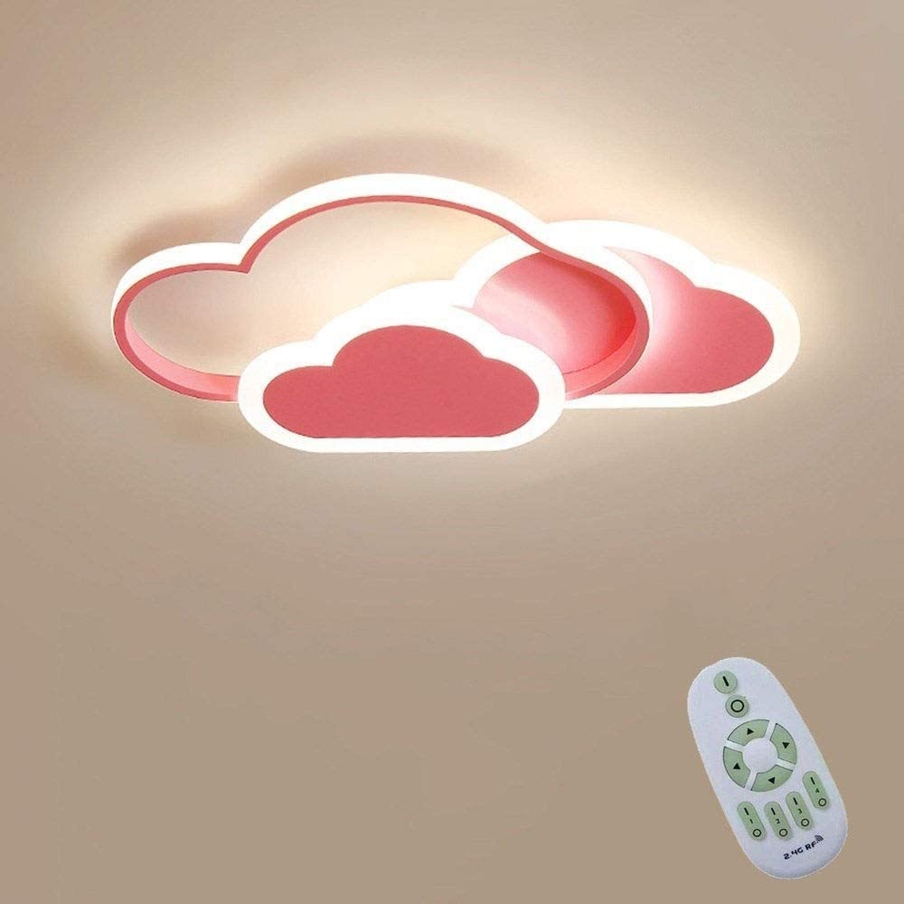 32 W LED-Deckenleuchte, kreative Wolken-Deckenleuchte, dimmbare Fernbedienung 3000 K ~ 6000 K, L42 x B25 x H6 cm, ultradünne rosa Wolken-Deckenleuchte, für Kinderzimmer und Wohnzimmer