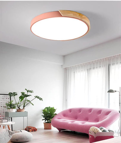 LED Deckenleuchte, 24W Moderne Holz Deckenleuchte Rund Kaltweiß 6000K Ø30*5CM Schlafzimmer Küche Wohnzimmer Balkon und Flur